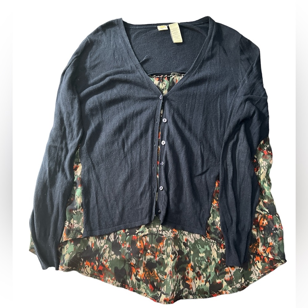 Anthropologie Yellow bird sheer floral cardigan L EUC UNIQUE
